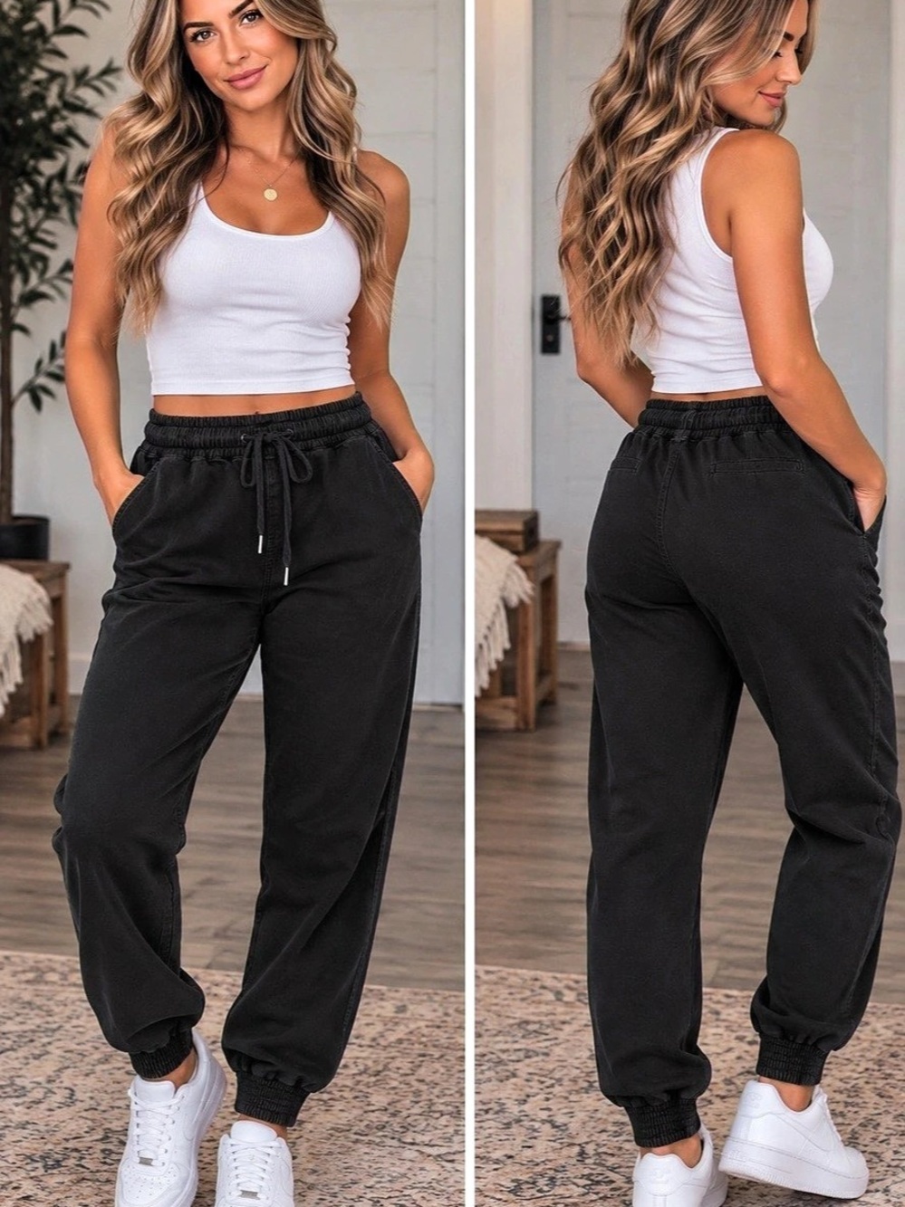 Alya Black Jogger Pants Size Medium
